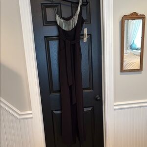 Elegant Black Dress with Silver Embellishments